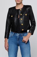 L'AGENCE Deidra Collarless Leather Jacket