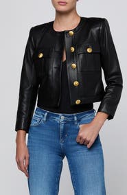 L'AGENCE Deidra Collarless Leather Jacket