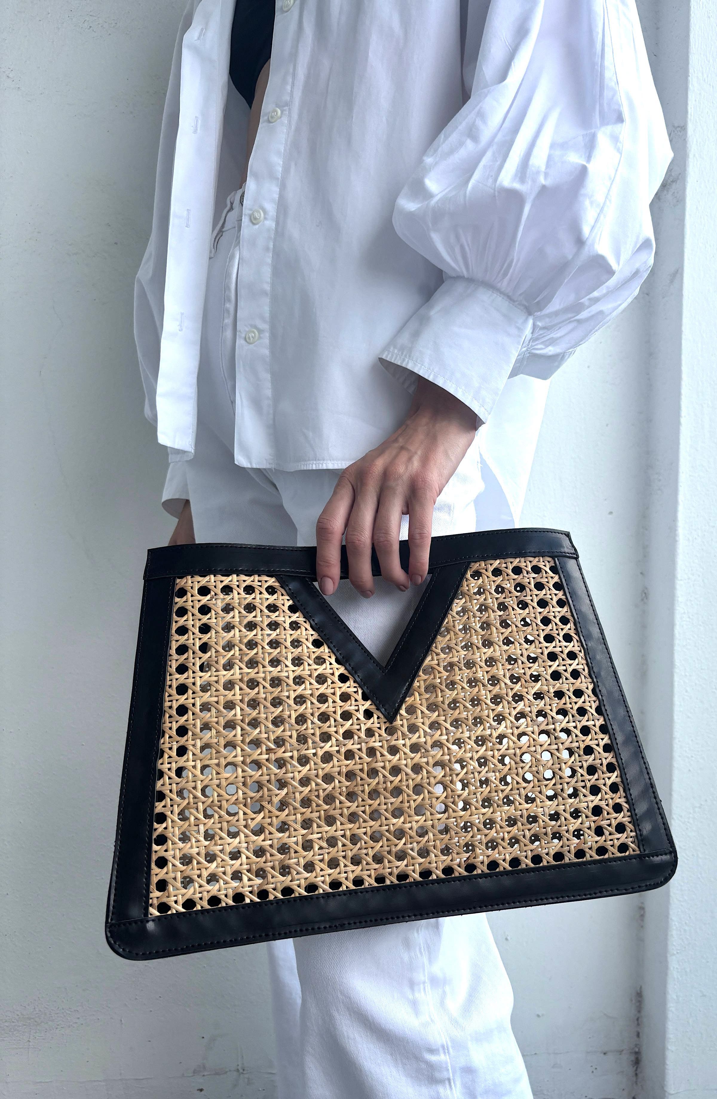 Adornia Rattan Frame Clutch, Alternate, color, Multi