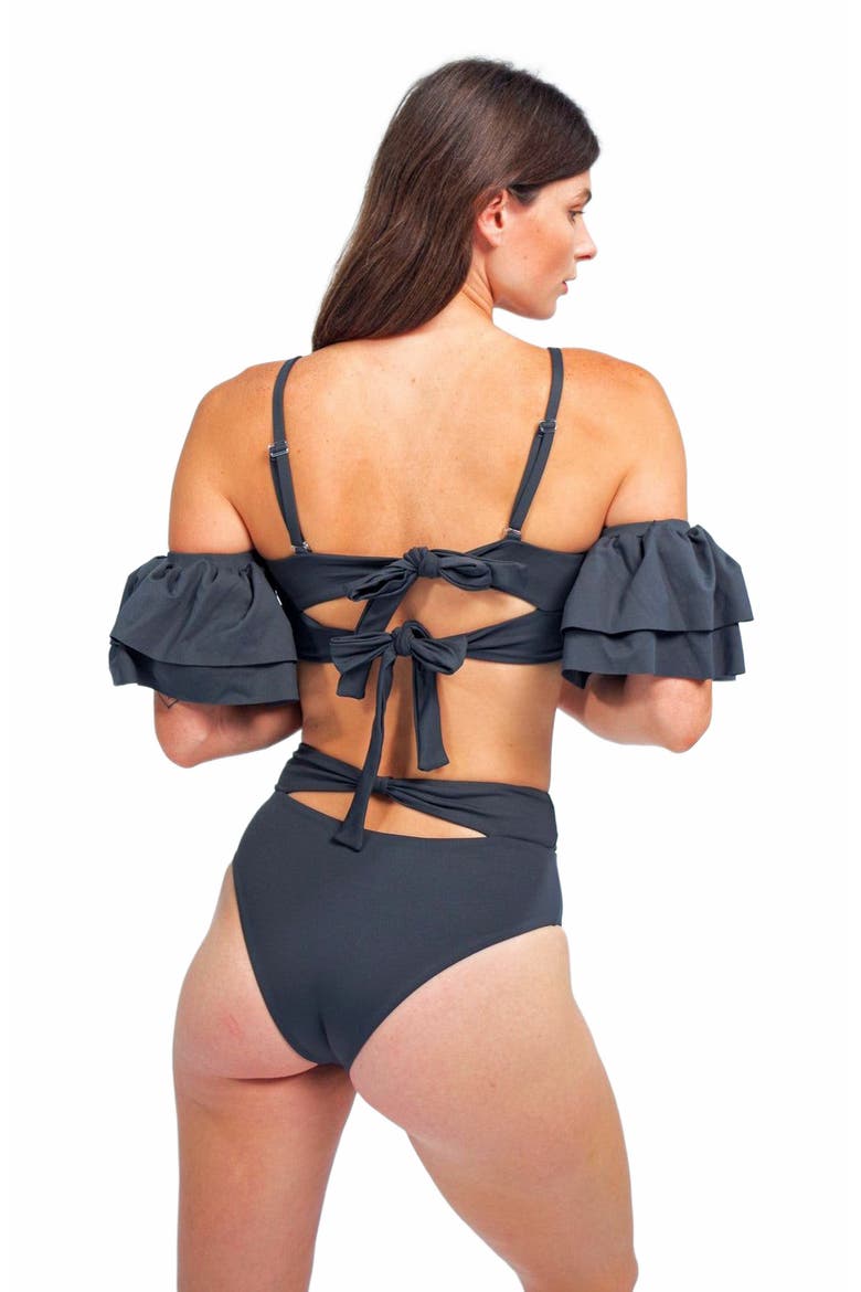 Ty Cutout Bikini Bottom, Alternate, color, Charcoal Grey