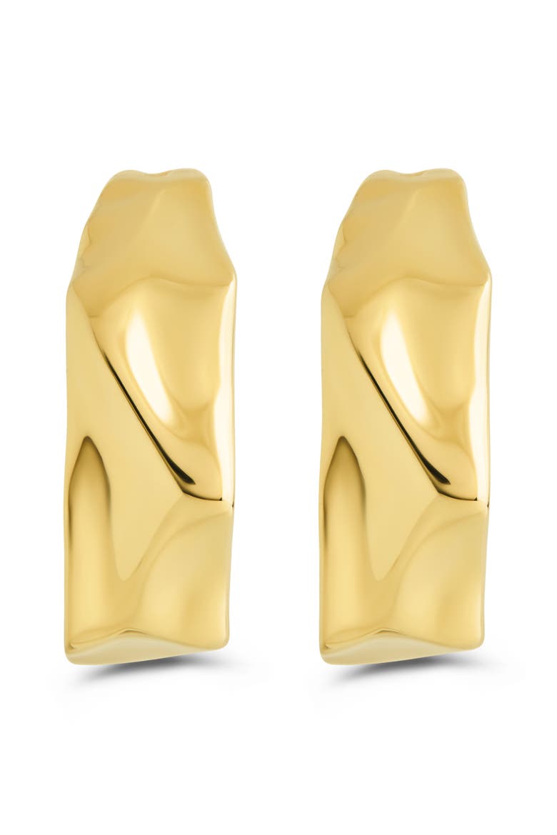 Nolan Molten Crinckled Hoop Earrings, Alternate, color, GOLD