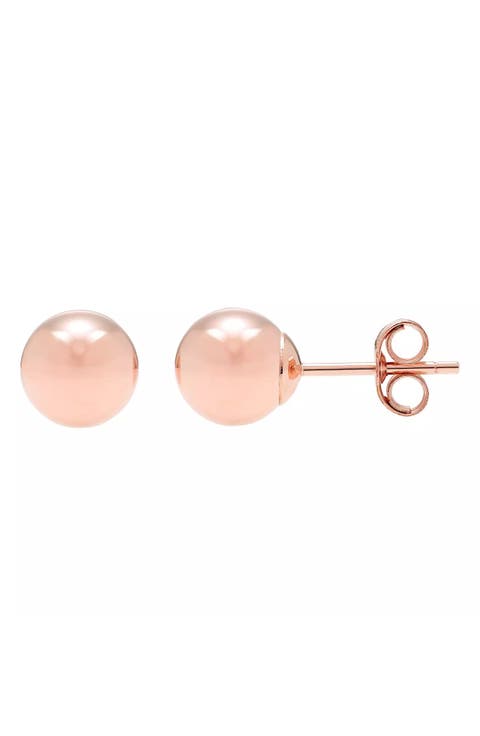 14K Rose Gold Ball Stud Earrings