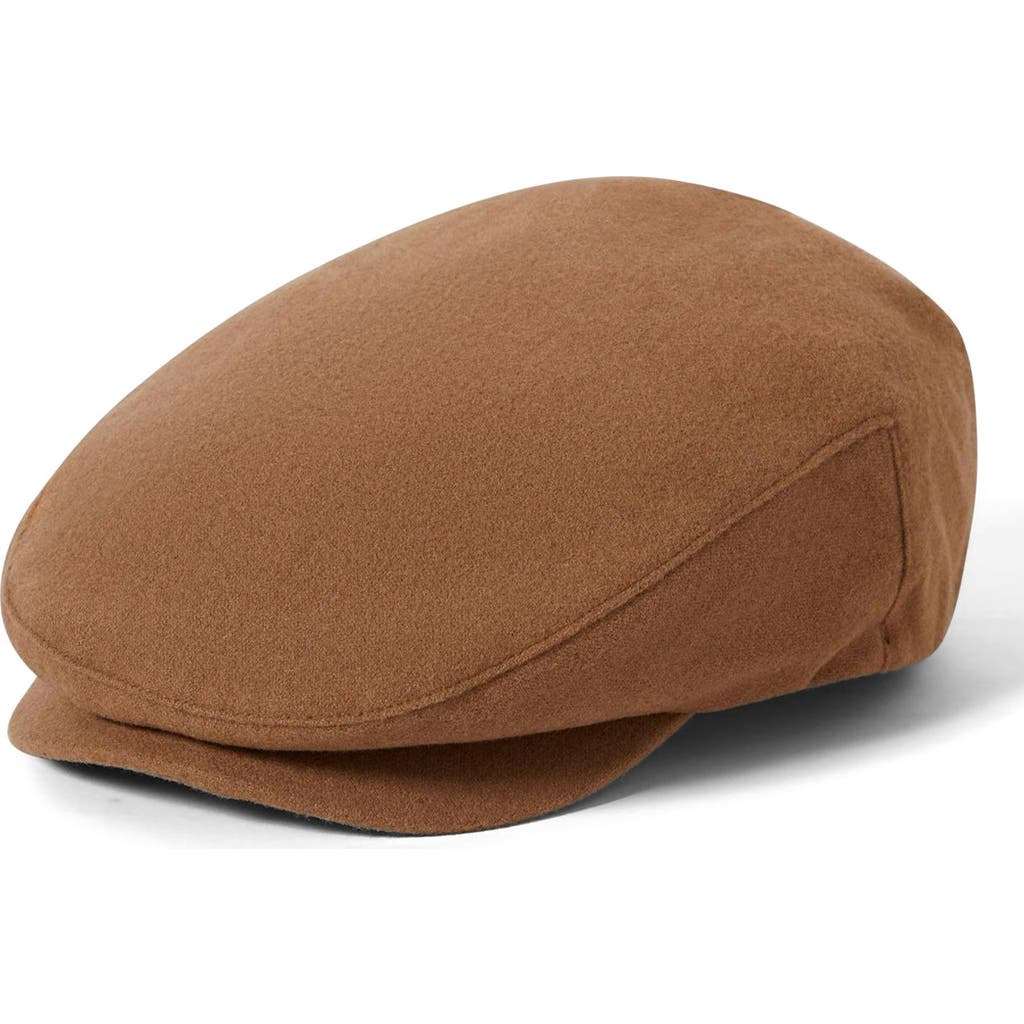 Brixton Hooligan Herringbone Driving Cap In Brown