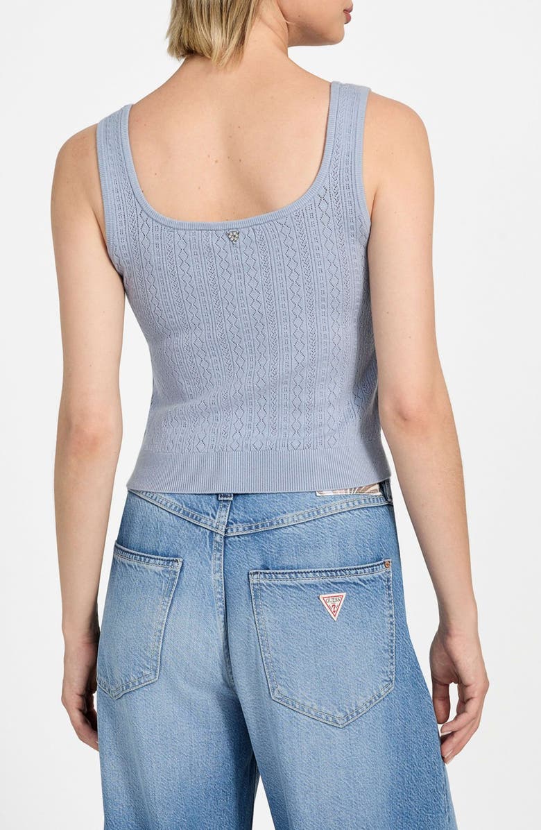 GUESS Lyla Pointelle Crop Sweater Tank, Alternate, color, Nimbus Blue