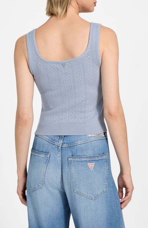 Guess Lyla Pointelle Crop Sweater Tank In Blue