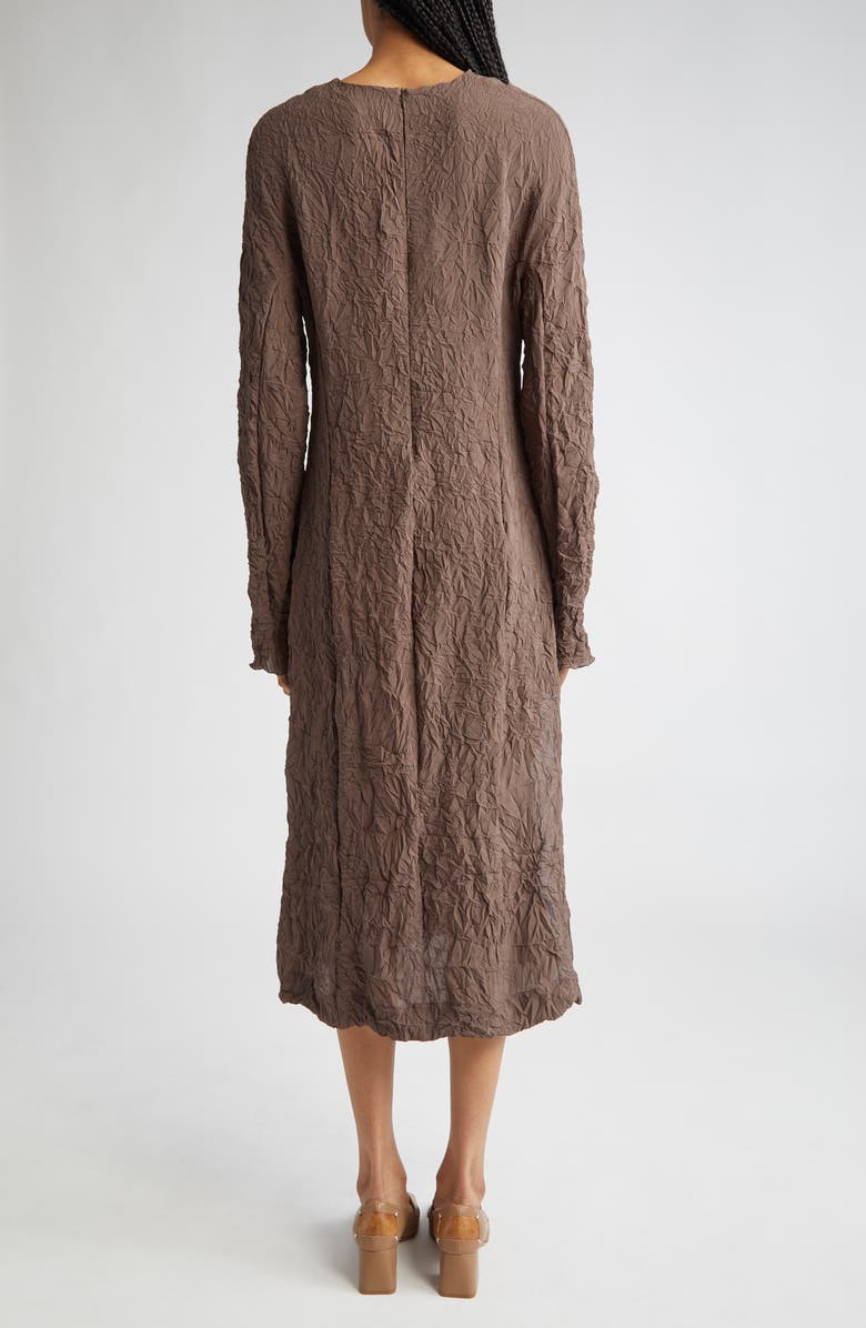TEURN STUDIOS Long Sleeve Crinkle Midi Dress, Alternate, color, Brown