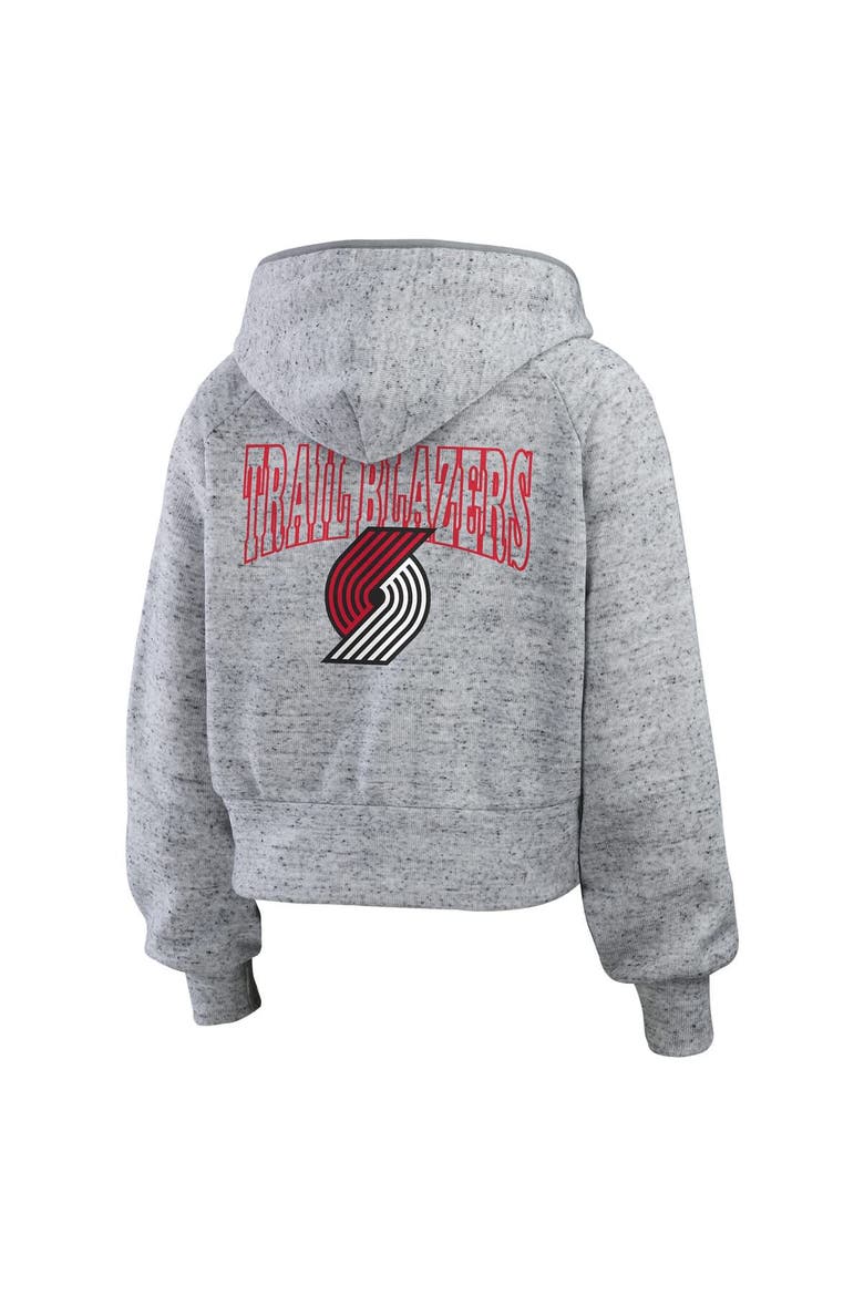 Women's WEAR by Erin Andrews Heather Gray Portland Trail Blazers Speckled Radiator Full-Zip Hoodie, Alternate, color, Heather Gray