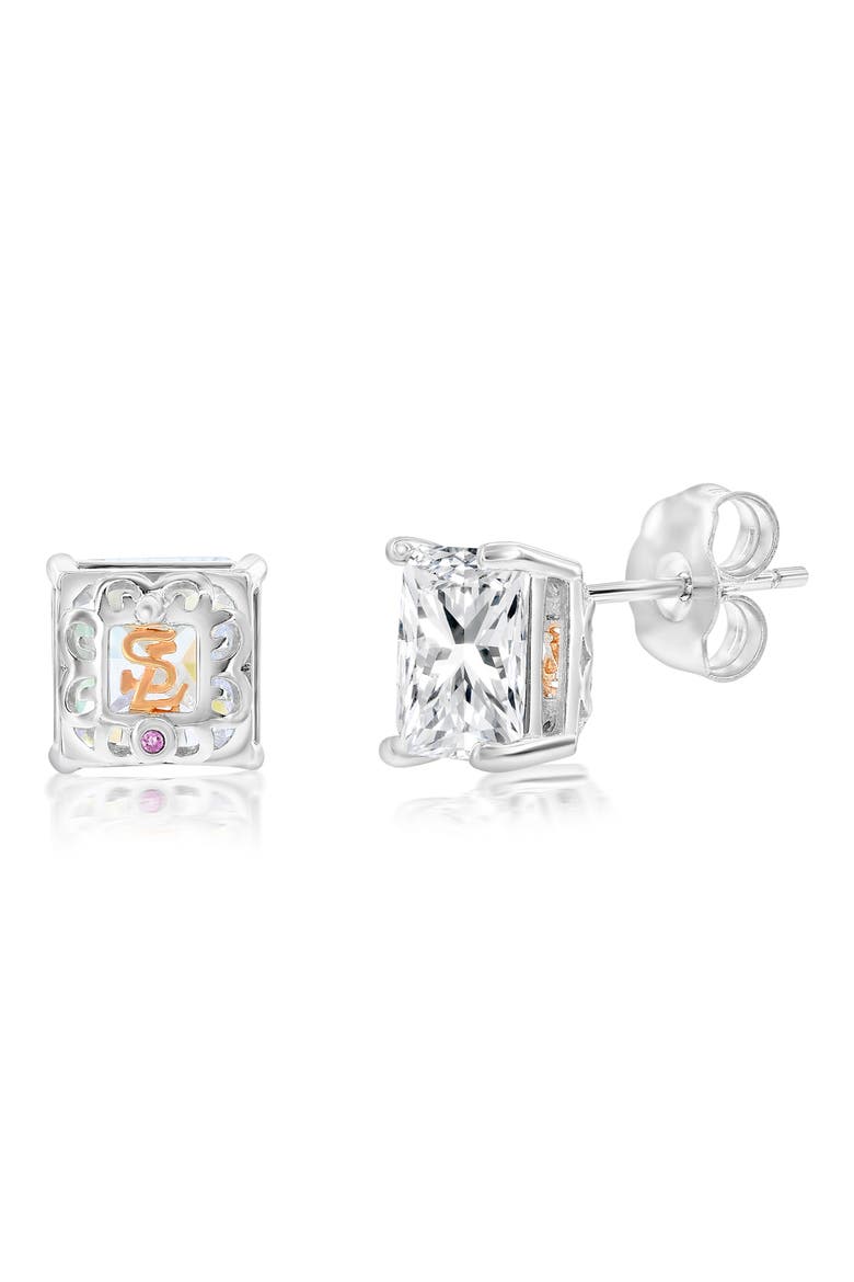 Asscher Cut Cubic Zirconia Stud Earrings, Alternate, color, WHITE