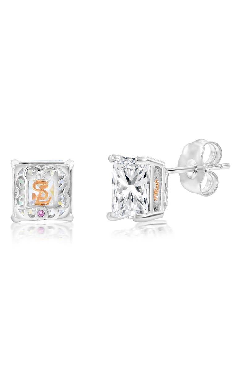 SUZY LEVIAN Asscher Cut Cubic Zirconia Stud Earrings, Alternate, color, White
