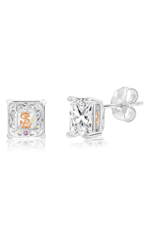 Suzy Levian White Sterling Silver Asscher-cut Cubic Zirconia 8mm 4 Cttw Stud Earrings