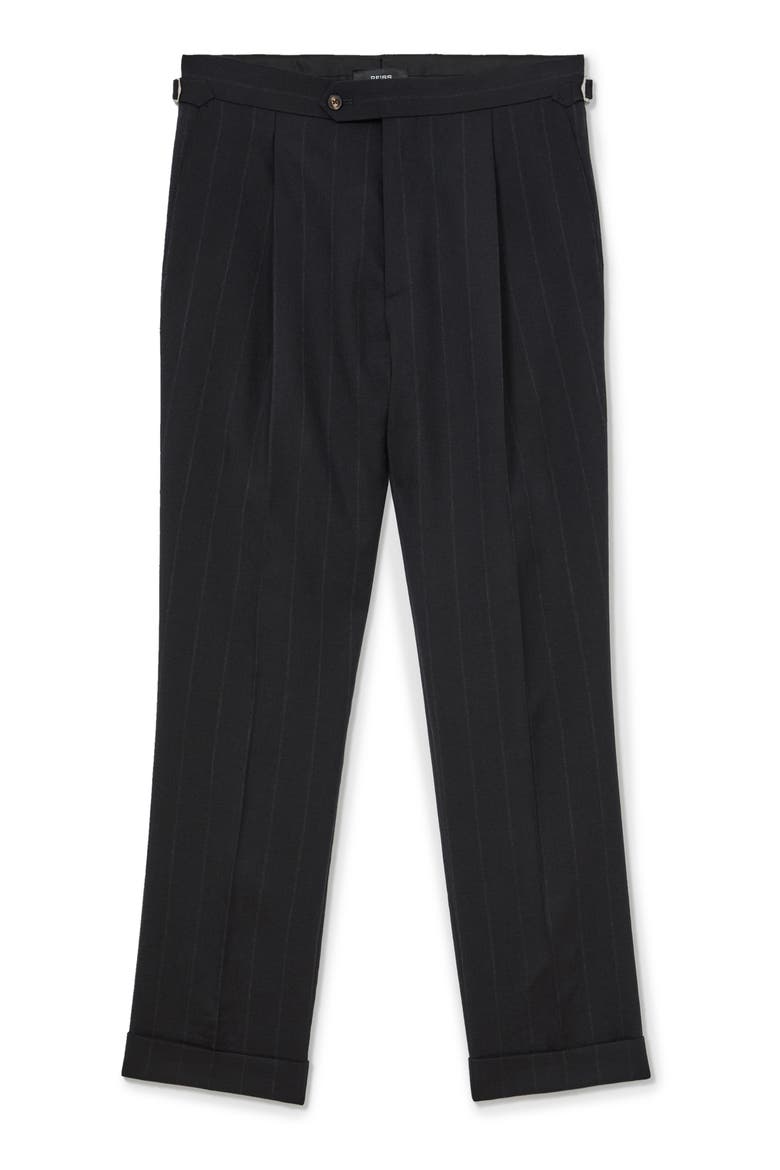 Valley Pinstripe Pleated Wool Formal Trousers, Alternate, color, NAVY