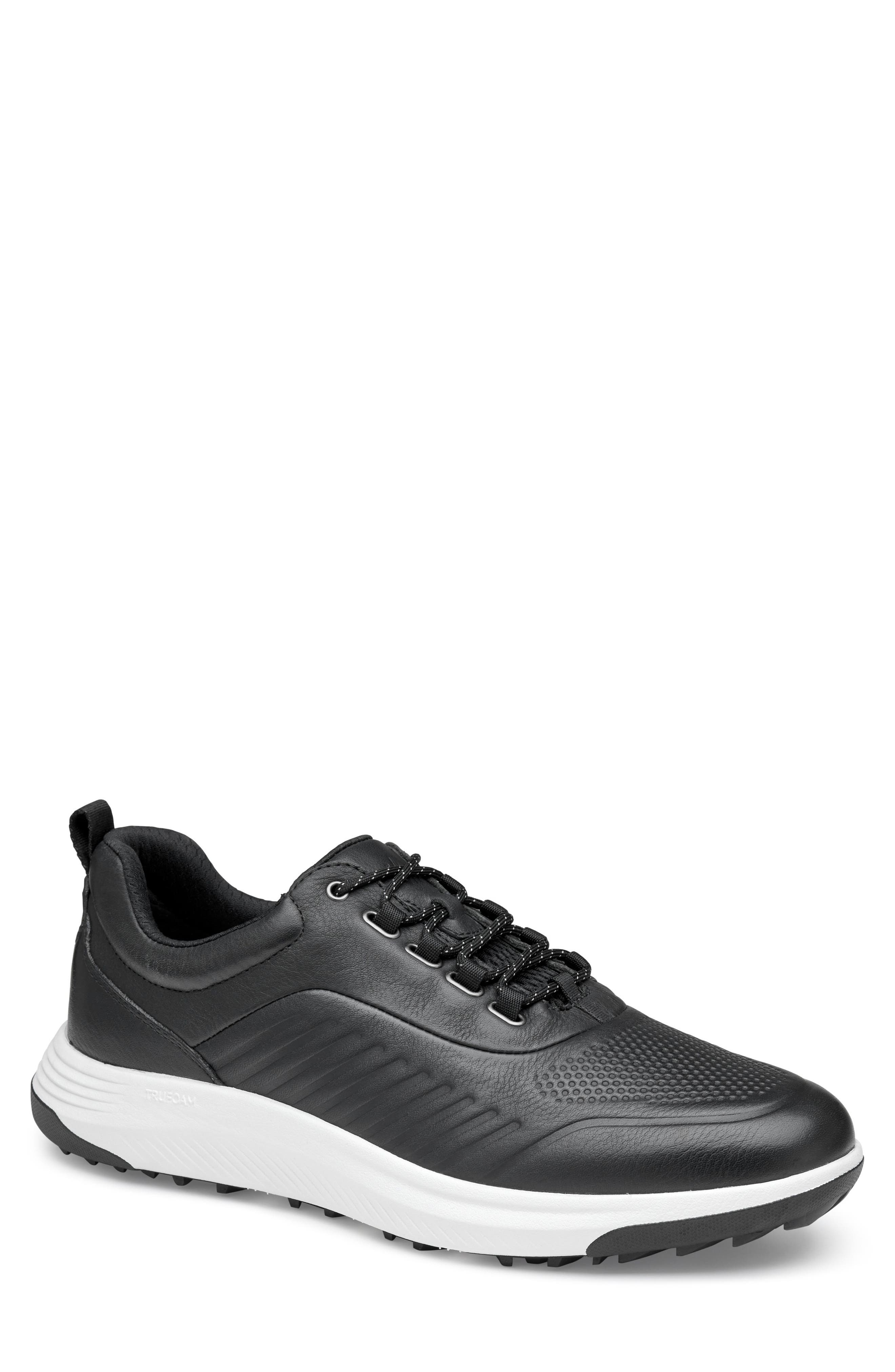 Johnston & Murphy Amherst GL1 Luxe Hybrid Waterproof Golf Sneaker, Main, color, Black Waterproof Full Grain