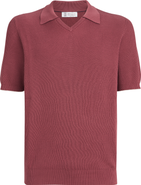 Brunello Cucinelli Cotton English rib knit polo