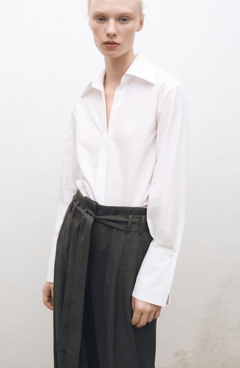 MANGO Tie Belt Pleat Front Wide Leg Pants, Alternate, color,