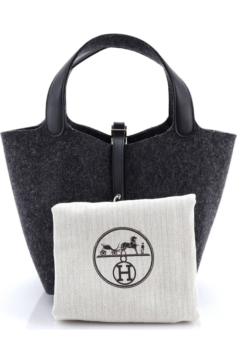 Pre-Owned Hermes Picotin Lock Bag Felt with Leather MM, Alternate, color, Gris Moyen