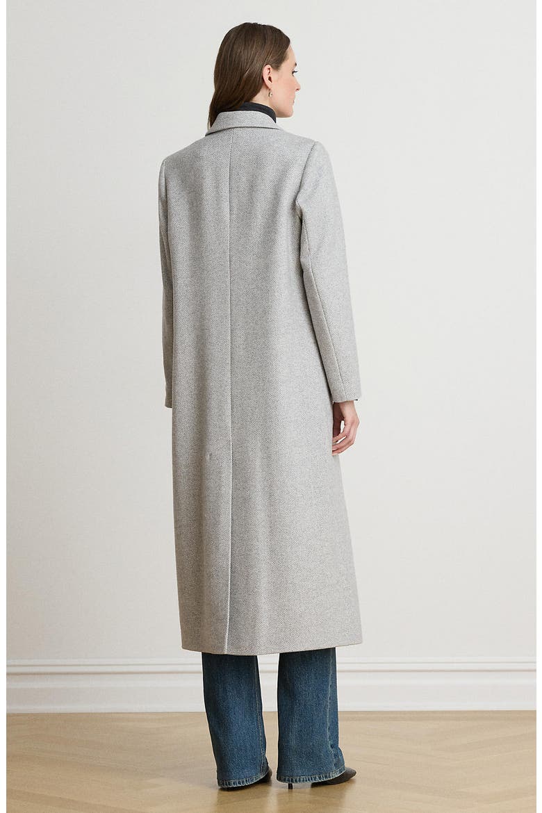 Herringbone Wool Blend Long Coat, Alternate, color, CREAM/ GREY