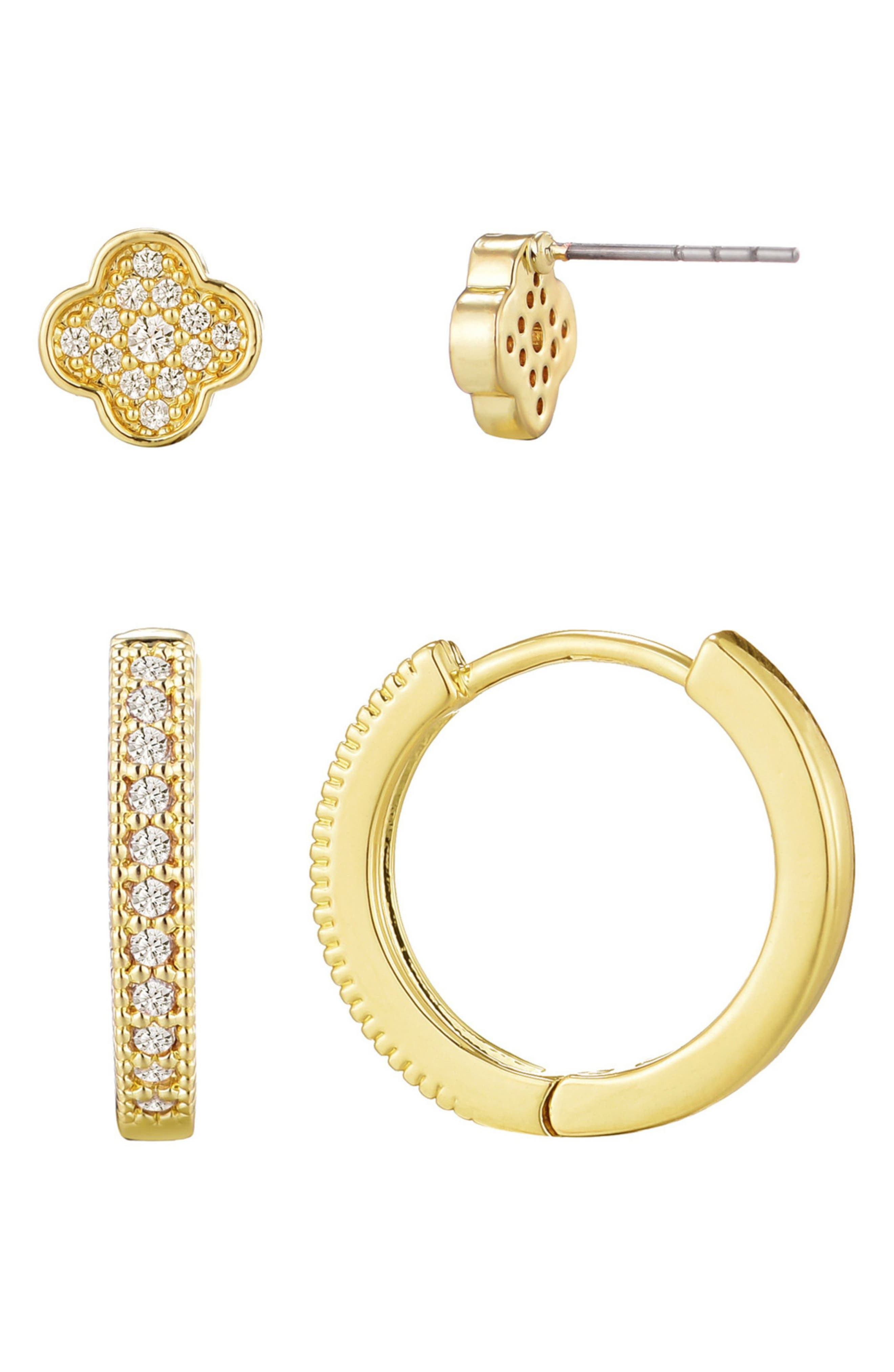 Adornia Set of 2 Cubic Zirconia Huggie Hoop Earrings