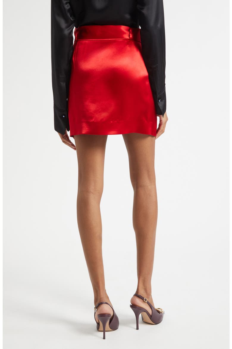 Belted Double Breasted Satin Miniskirt, Alternate, color, NEW RED