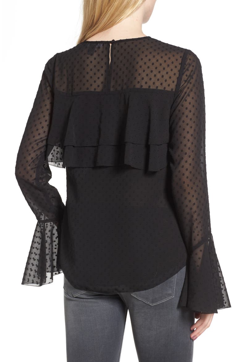 Double Ruffle Blouse, Alternate, color, BLACK