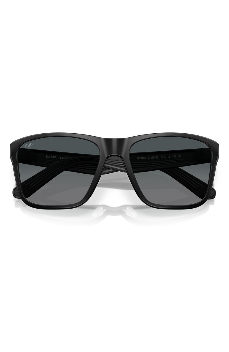 Costa Del Mar 59mm Polarized Rectangular Sunglasses, Alternate, color, Matte Black/ Gray 580G