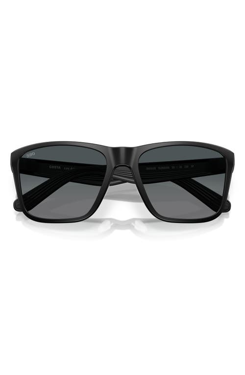 Costa Del Mar 59mm Polarized Rectangular Sunglasses In Matte Black/gray 580g