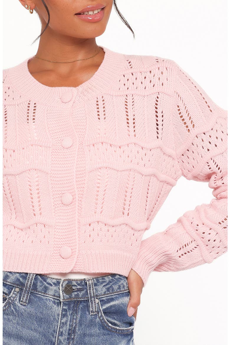Aidy Pointelle Crop Cardigan, Alternate, color, PINK