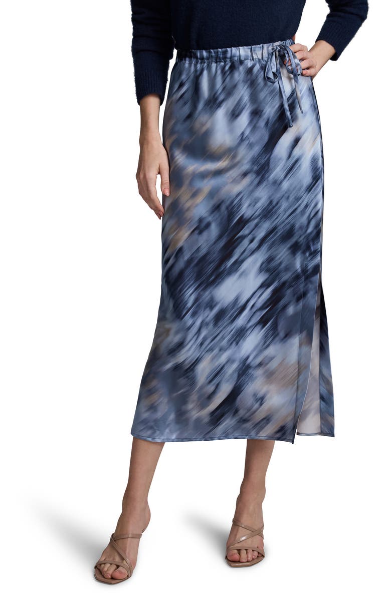 NIC+ZOE Romance Silk Blend Drawstring Skirt, Main, color, Blue Multi