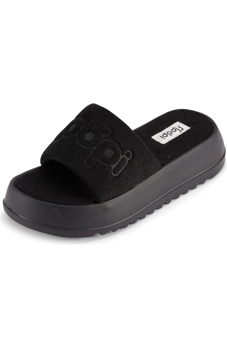 FLOOPI Terry Platform Slide Sandal, Main, color, Black