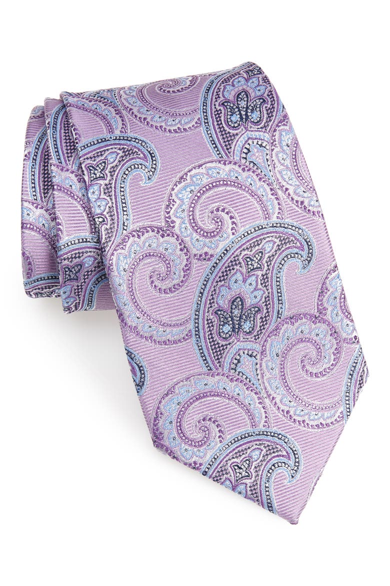 Paisley Silk X-Long Tie, Main, color, PURPLE