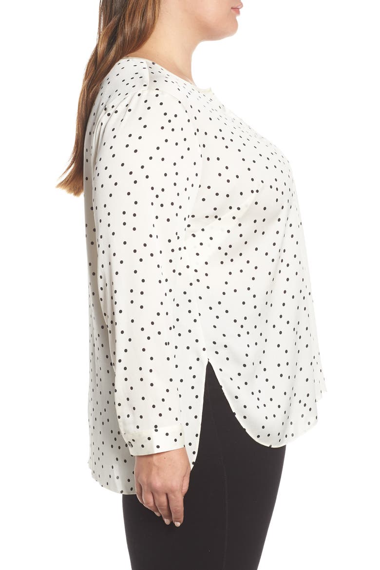 Polka Dot Split Neck Top, Alternate, color, PEARL IVORY