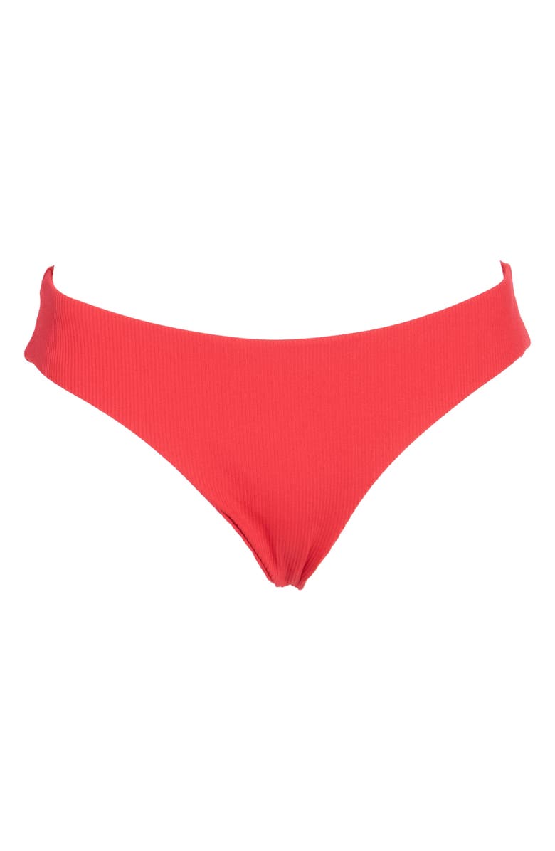 Becca Modern Edge Ribbed Hipster Bikini Bottoms, Alternate, color, Fire