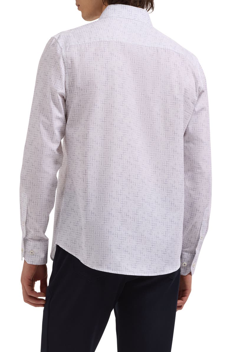 Bugatchi Axel Shaped Fit Crosshatch Print Cotton Button-Up Shirt, Alternate, color, Orchid