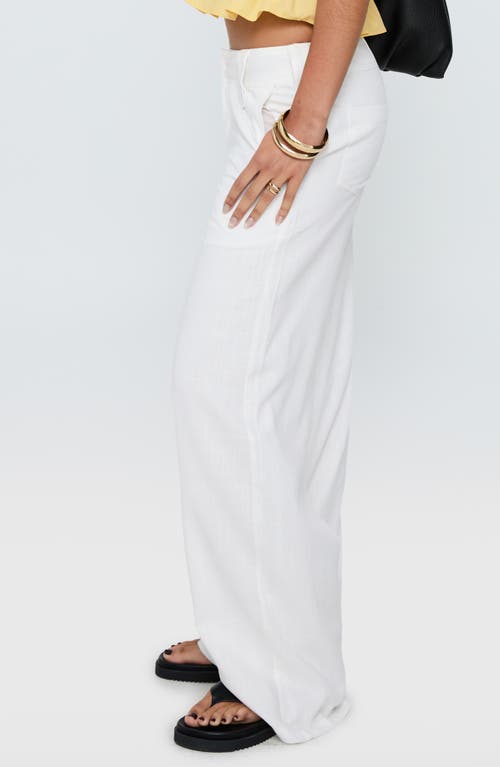 Princess Polly Pedra Linen Blend Wide Leg Pants In White