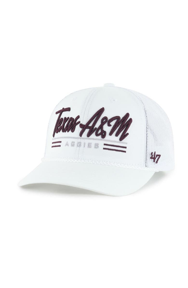 47 Men
s
47 White Texas A&M Aggies Garner Rope Trucker Adjustable Hat, Main, color,