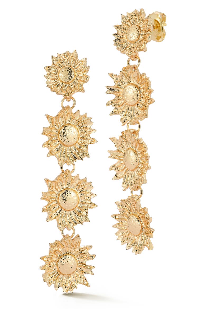 Floral Linear Drop Earrings, Main, color, GOLD