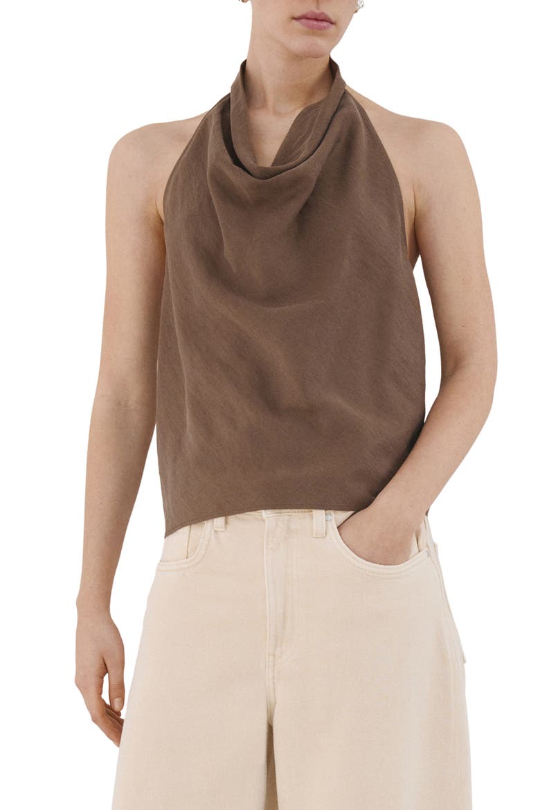 Cowl Halter Neck Top, Main, color, BROWN