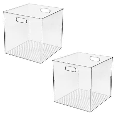Linus Large Cube Storage Bin with Handles, Set of 2, Clear