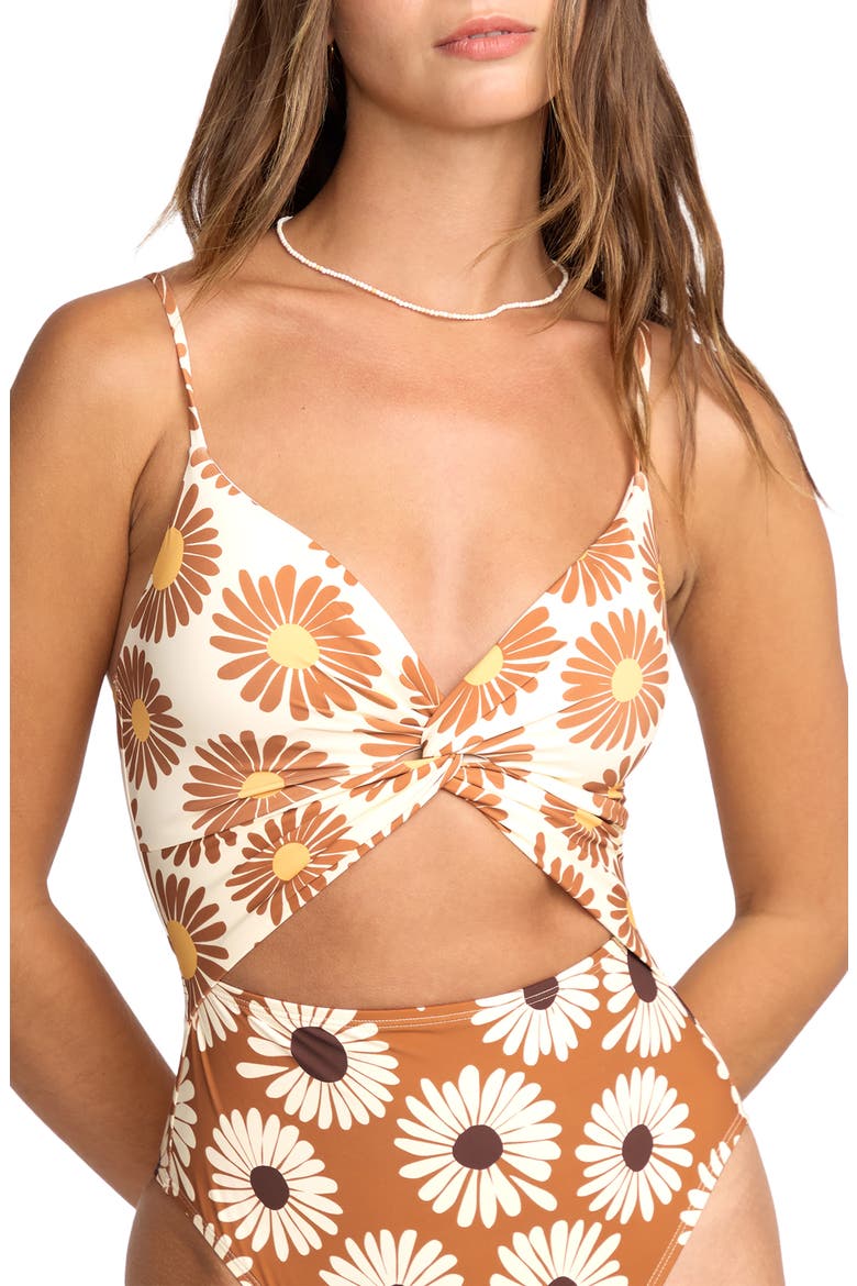 Fresh Daze Mika Cutout One-Piece Swimsuit, Alternate, color, SUNBURNT