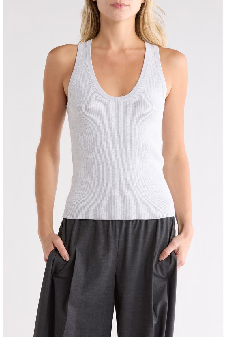 Scoop Neck Knit Tank, Main, color, WHITE HEATHER GREY