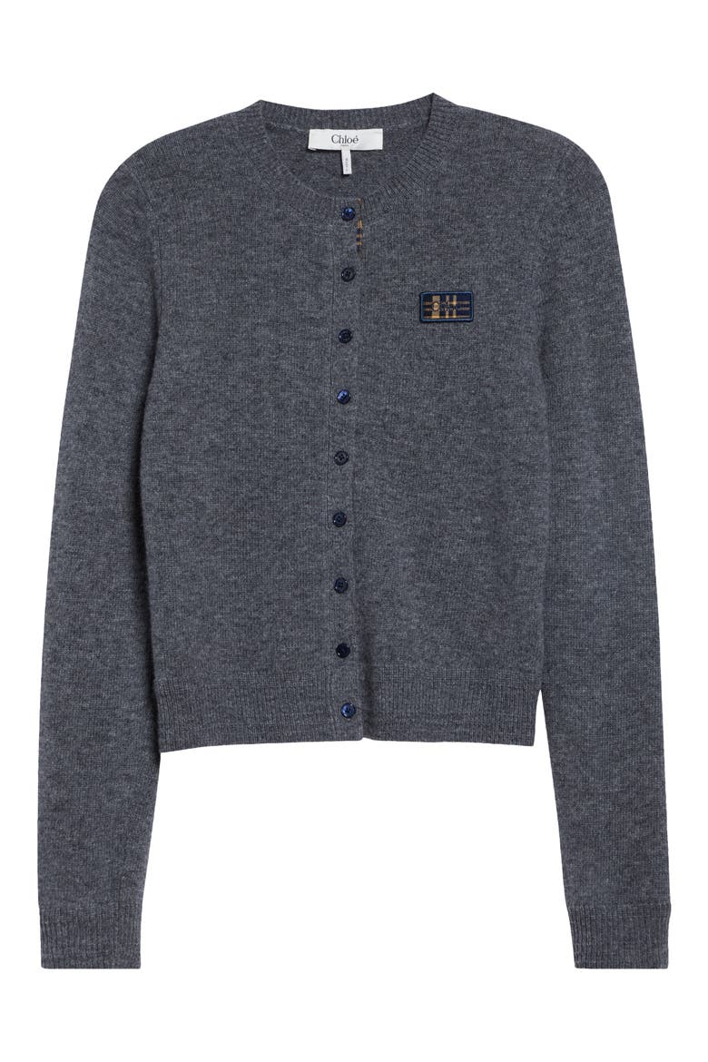 Logo Patch Wool & Cashmere Cardigan, Main, color, CITY GREY