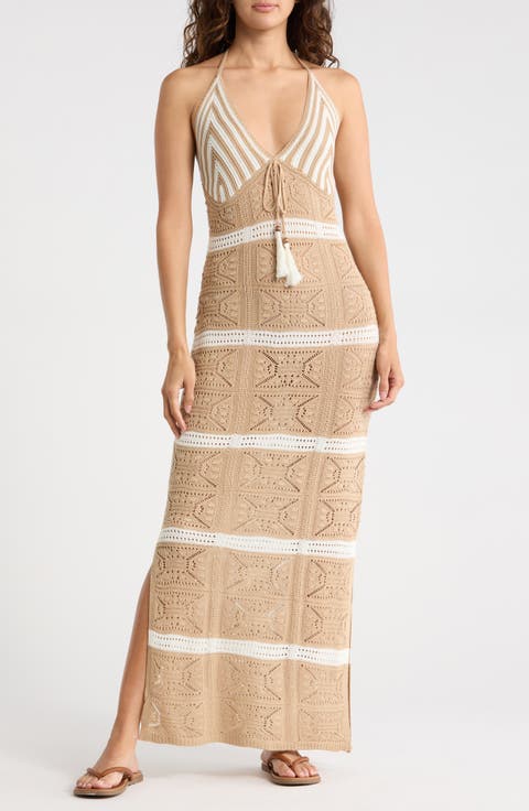 Tie Halter Neck Maxi Dress