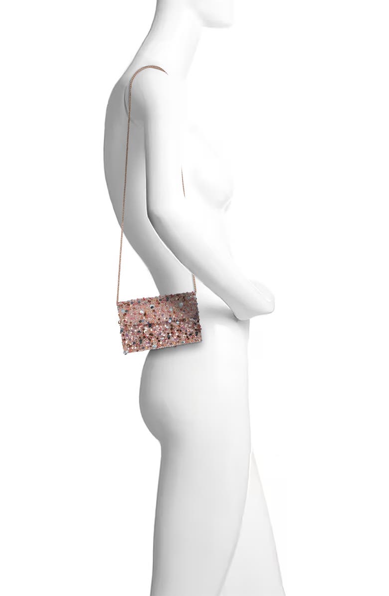 Jewel Badgley Mischka Aurora Beaded Mini Trapezoid Clutch, Alternate, color, Taupe