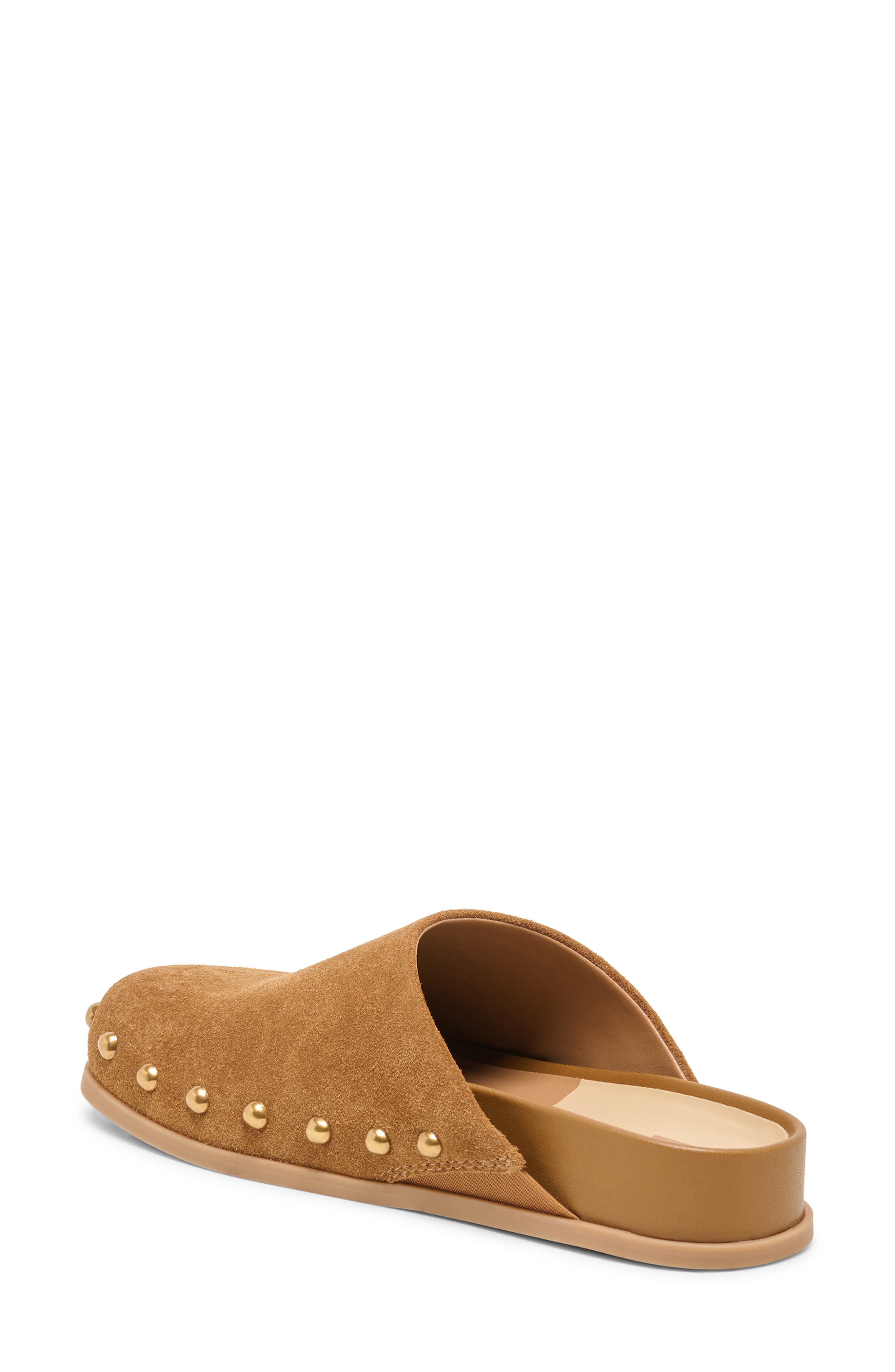Joney Stud Flat Mule, Alternate, color, COGNAC SUEDE