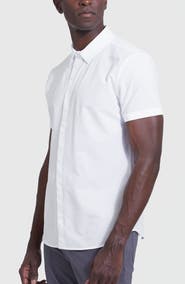 True Classic Commuter Slim Fit 4-Way Stretch Short Sleeve Button-Up Shirt