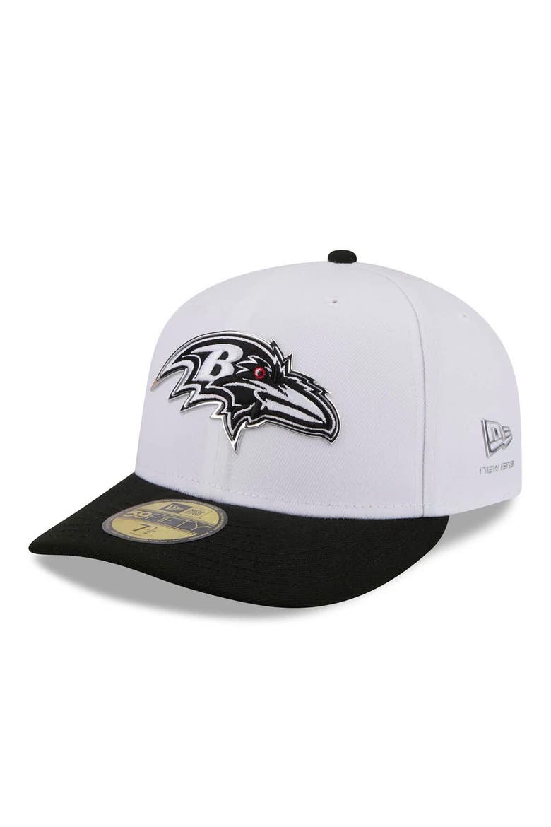 Men's New Era  White/Black Baltimore Ravens 2026 NFL Draft Pre-Curved 59FIFTY Fitted Hat, Main, color, White