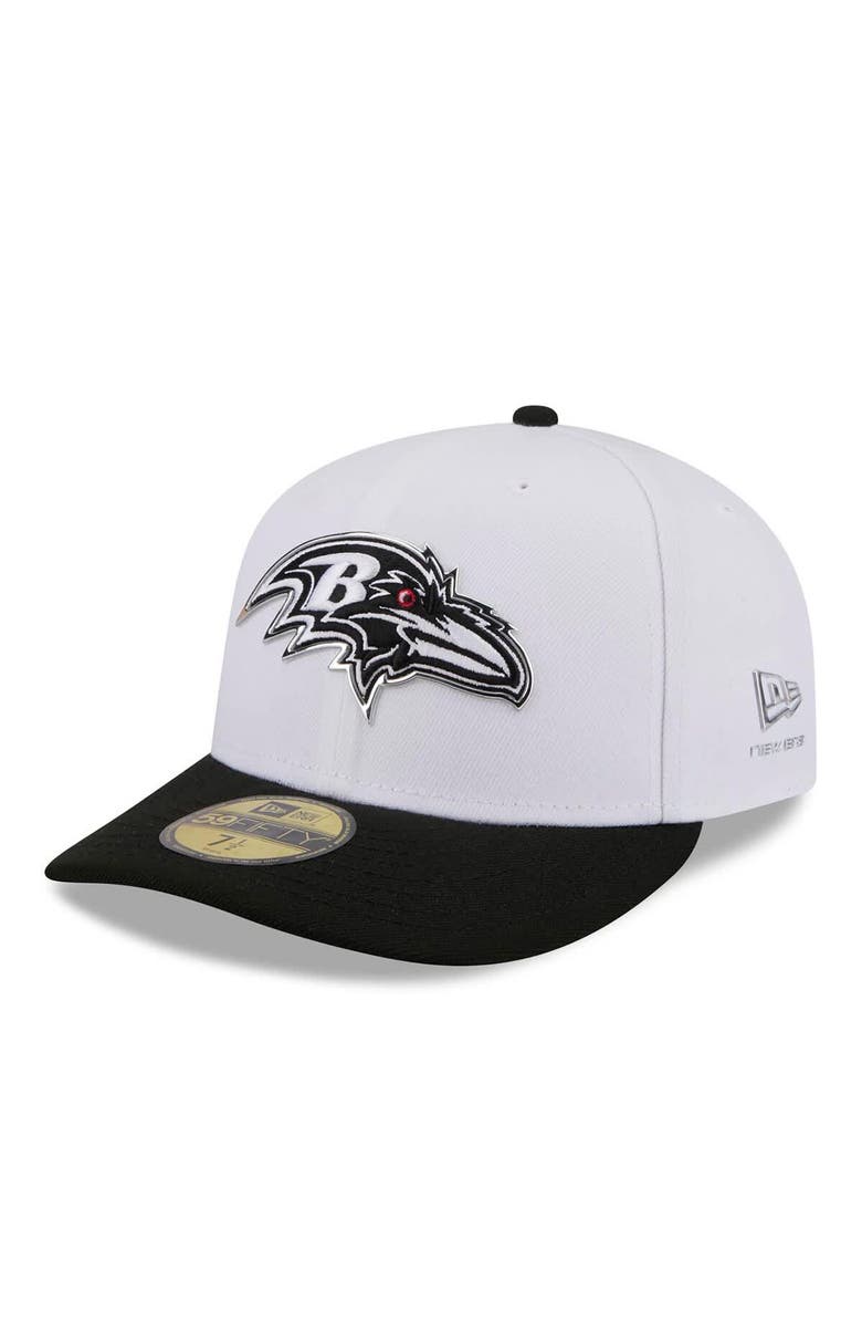 New Era Men's New Era  White/Black Baltimore Ravens 2026 NFL Draft Pre-Curved 59FIFTY Fitted Hat, Main, color, White