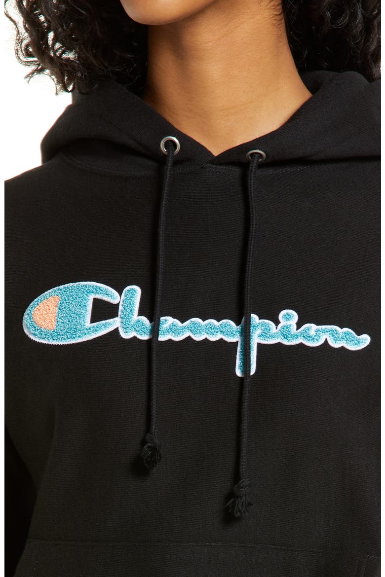 Boyfriend Logo Reverse Weave® Cotton Blend Fleece Hoodie, Alternate, color, BLACK