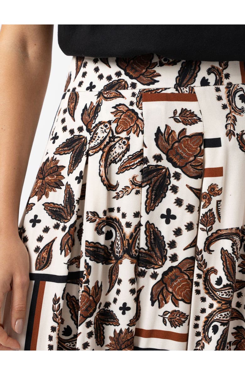 Saint + Sofia Eliza Pleated Skirt, Alternate, color, Cream Paisley