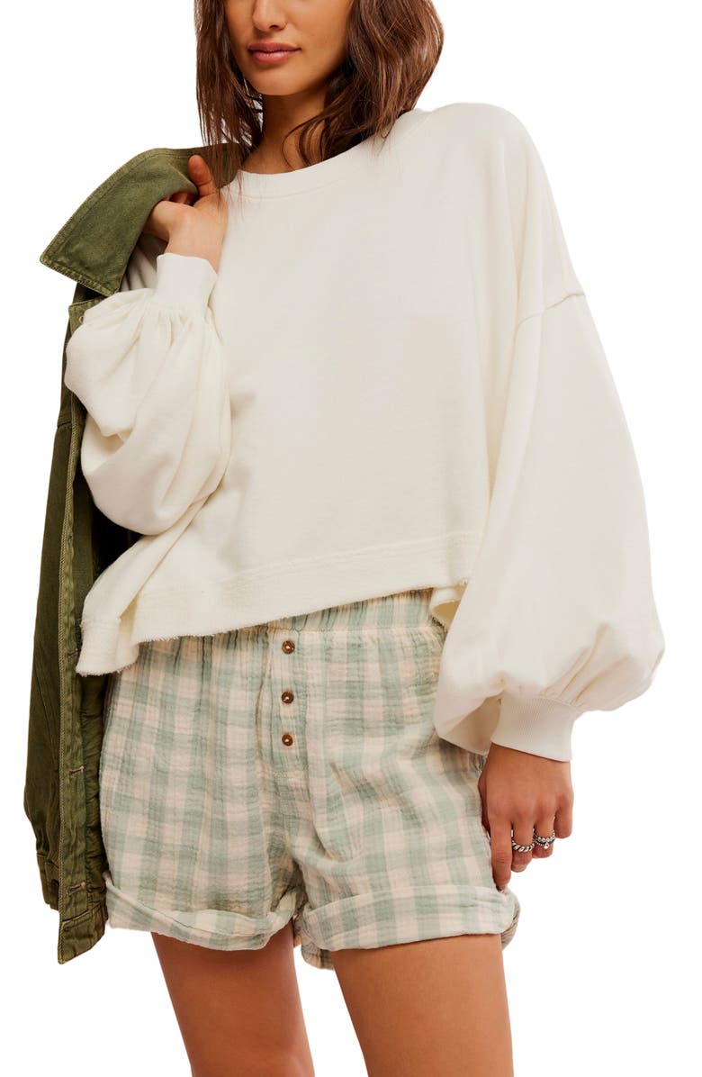 Free People Trish Balloon Sleeve Sweatshirt, Alternate, color,