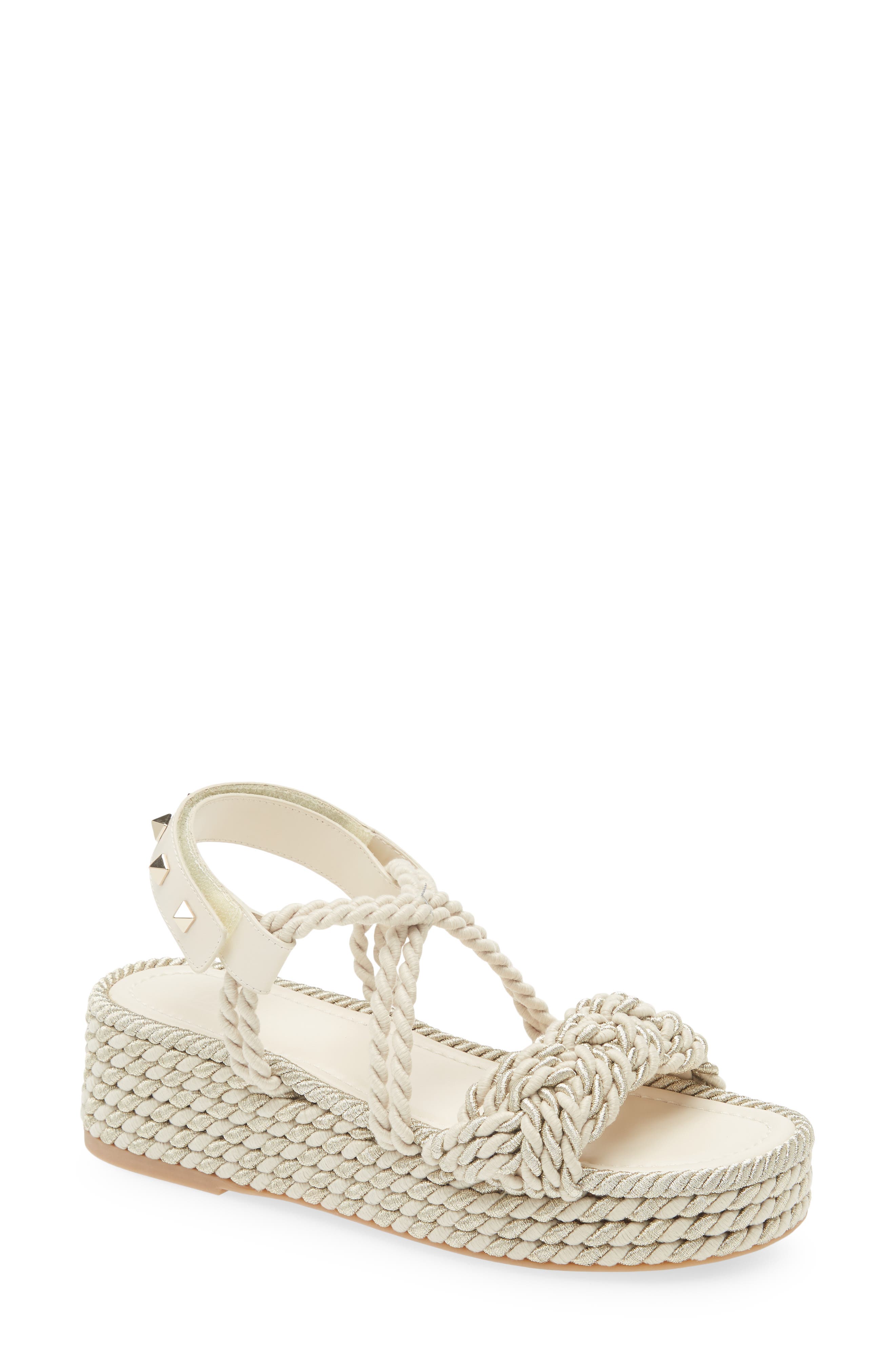 Rockstud Torchon Platform Sandal, Main, color, LIGHT IVORY